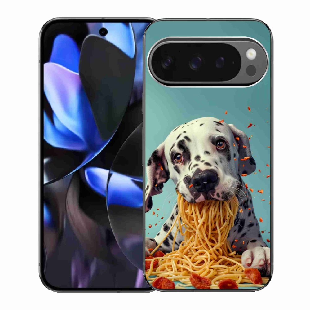 Gél borítás mmCase a Google Pixel 9 Pro számára - Dalmata és spagetti