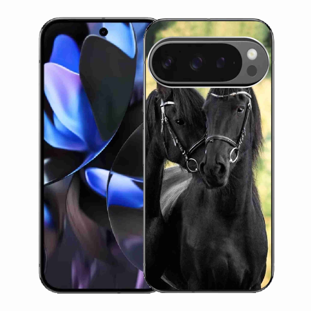 Zselés borítás mmCase a Google Pixel 9 Pro számára - két fekete ló