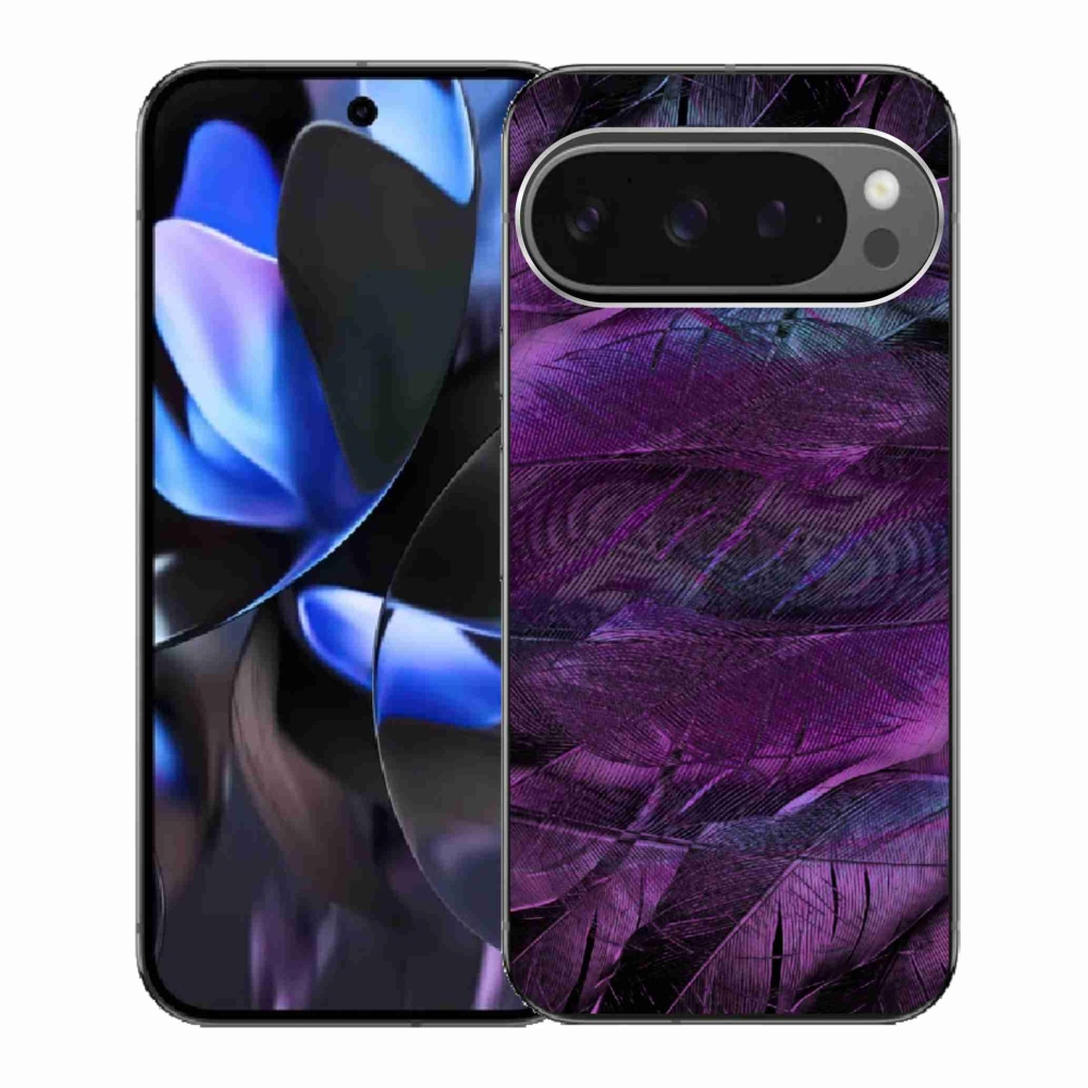 Zselés borítás mmCase a Google Pixel 9 Pro számára - lila tollak