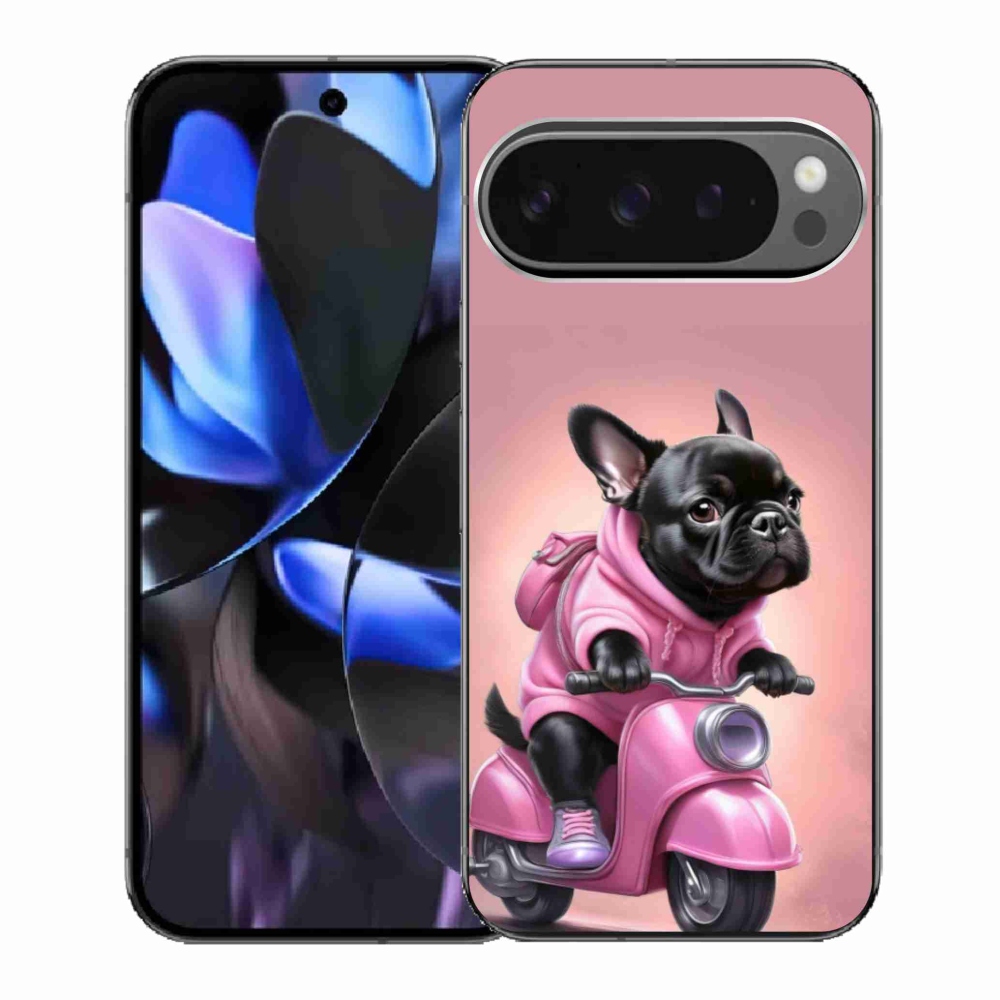 Gél borítás mmCase a Google Pixel 9 Pro számára - Francia bulldog egy robogón