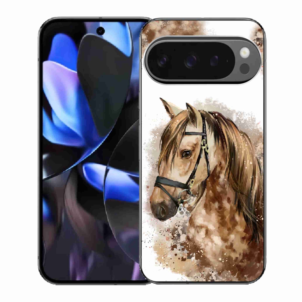 Zselés borítás mmCase a Google Pixel 9 Pro számára - barna rajzfilm ló