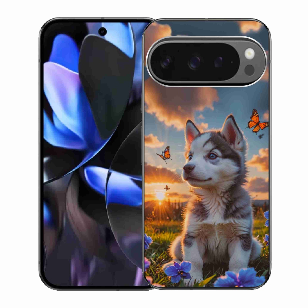 Gél borítás mmCase a Google Pixel 9 Pro számára - husky a naplementében