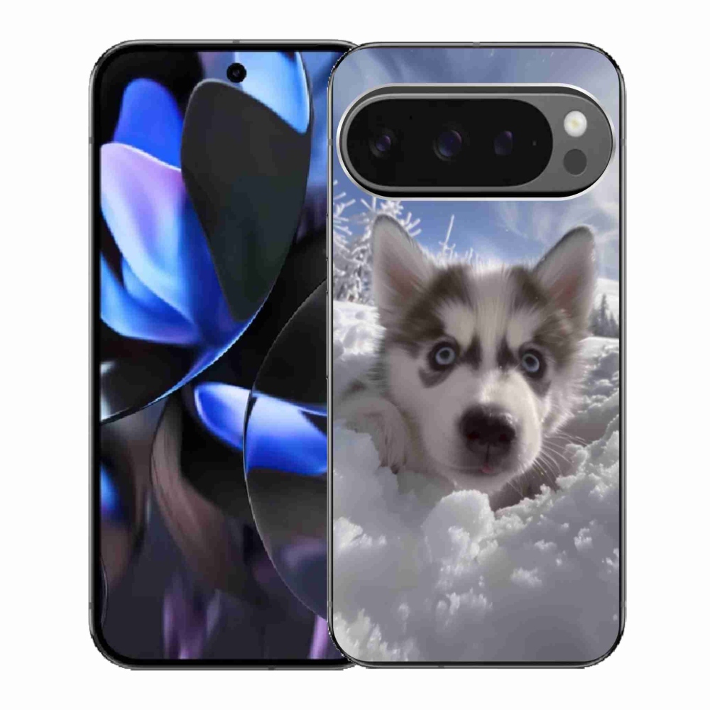 Gél borítás mmCase a Google Pixel 9 Pro számára - husky a hóban