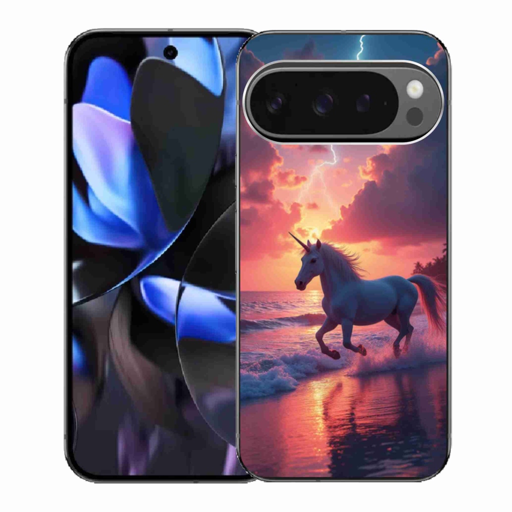 Gél borítás mmCase a Google Pixel 9 Pro számára - egyszarvú a tengerparton