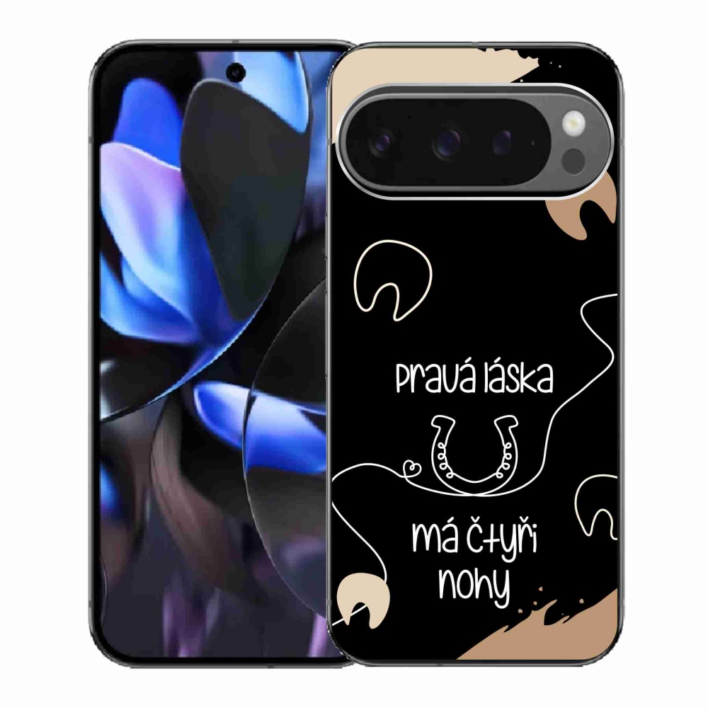 Gél borítás mmCase a Google Pixel 9 Pro készülékhez - Ló motívum fekete háttér