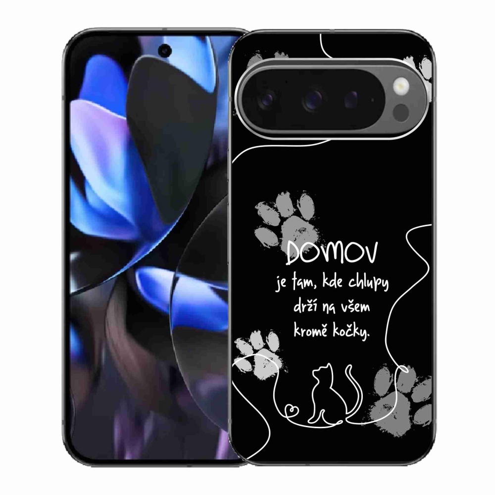 Gél borítás mmCase a Google Pixel 9 Pro számára - macska motívum fekete háttérrel