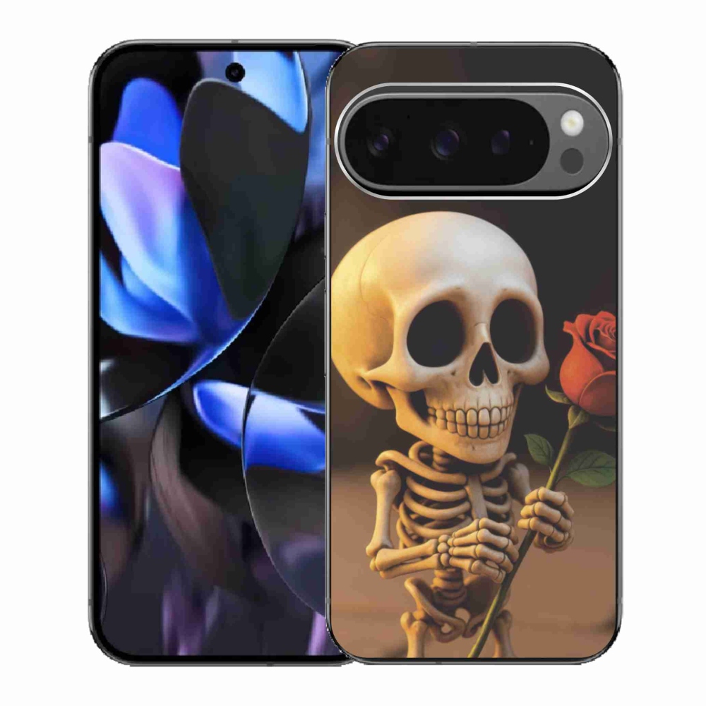 Gél borítás mmCase a Google Pixel 9 Pro számára - csontváz rózsával