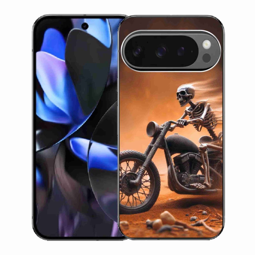 Gél borítás mmCase a Google Pixel 9 Pro számára - csontváz egy motorkerékpáron