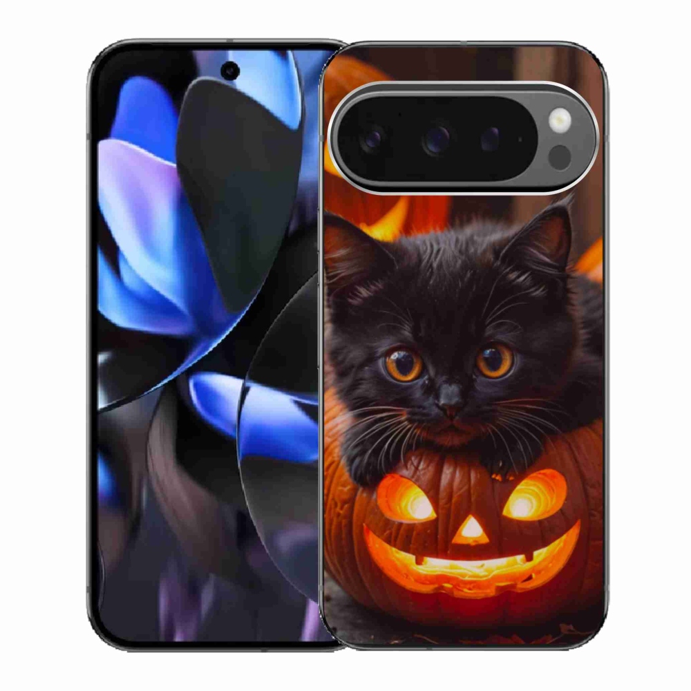 Gél borítás mmCase a Google Pixel 9 Pro számára - cica és sütőtök