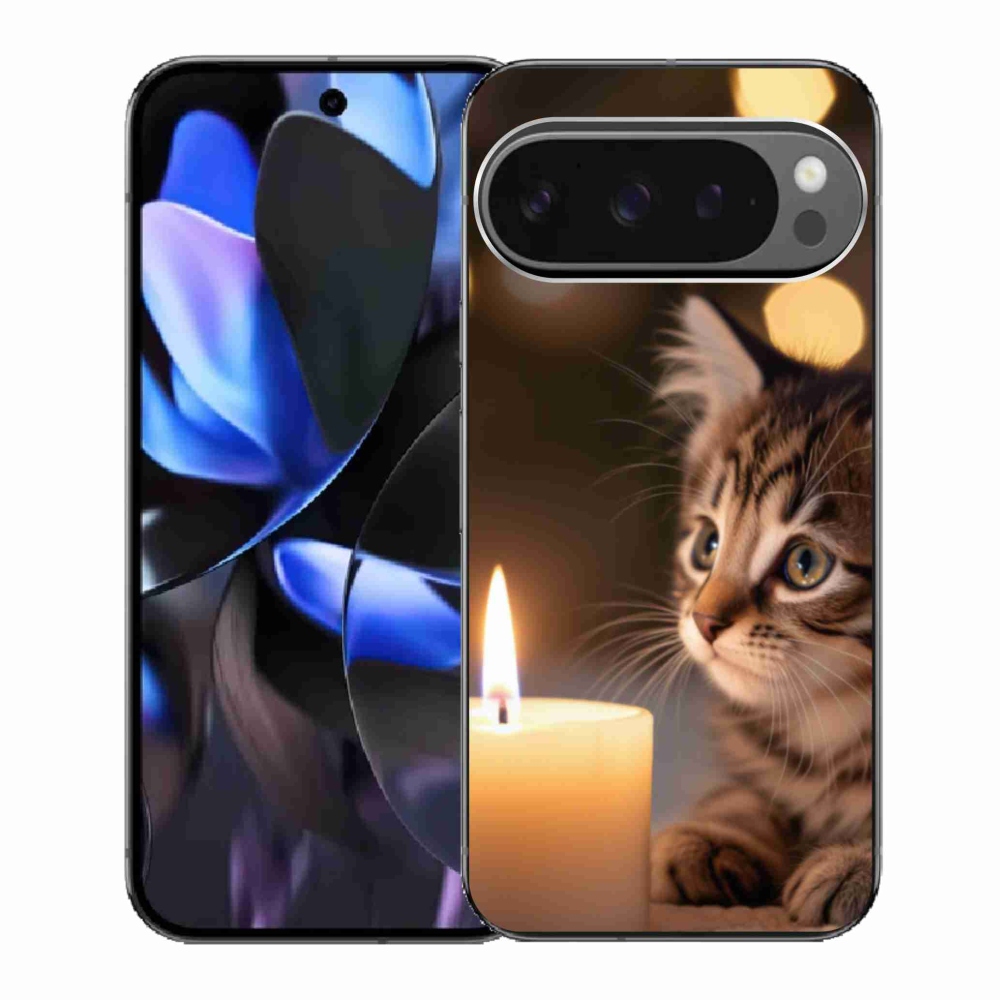 Gél borítás mmCase a Google Pixel 9 Pro számára - cica és gyertya
