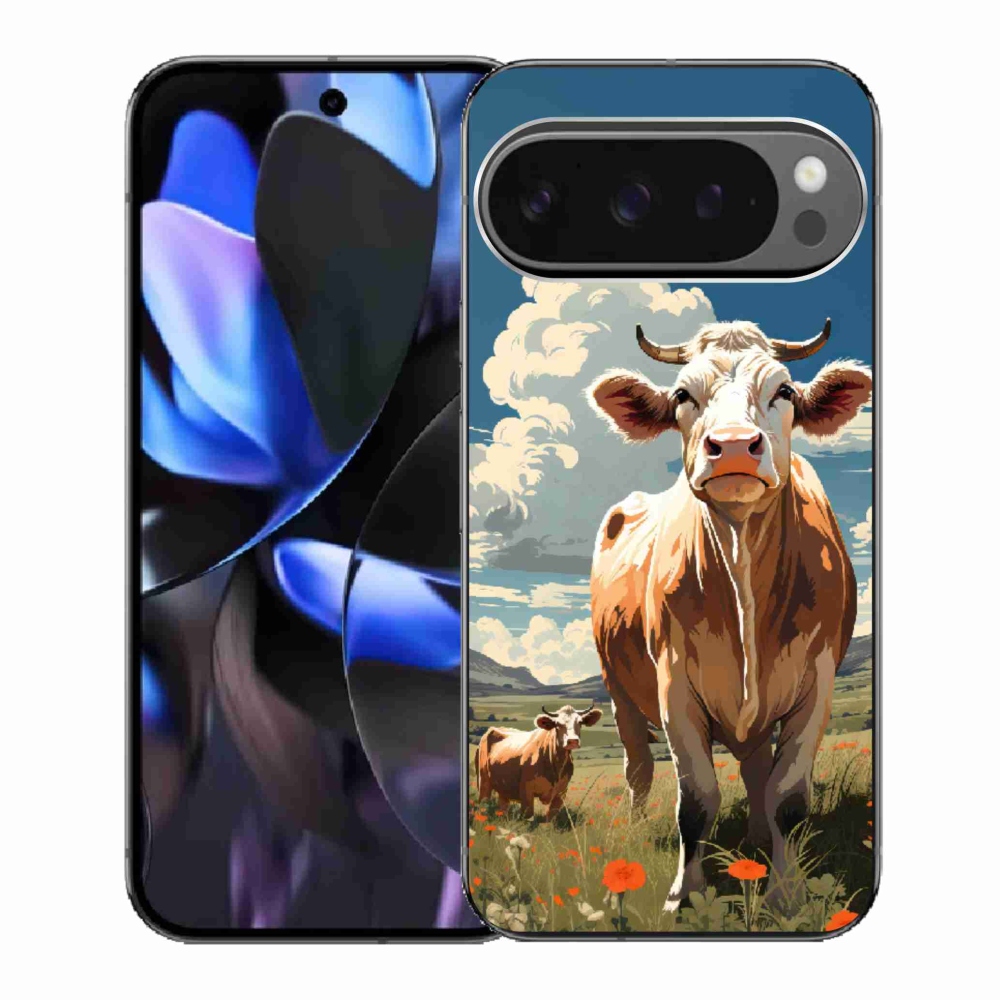 Gél borítás mmCase a Google Pixel 9 Pro számára - tehenek a réten