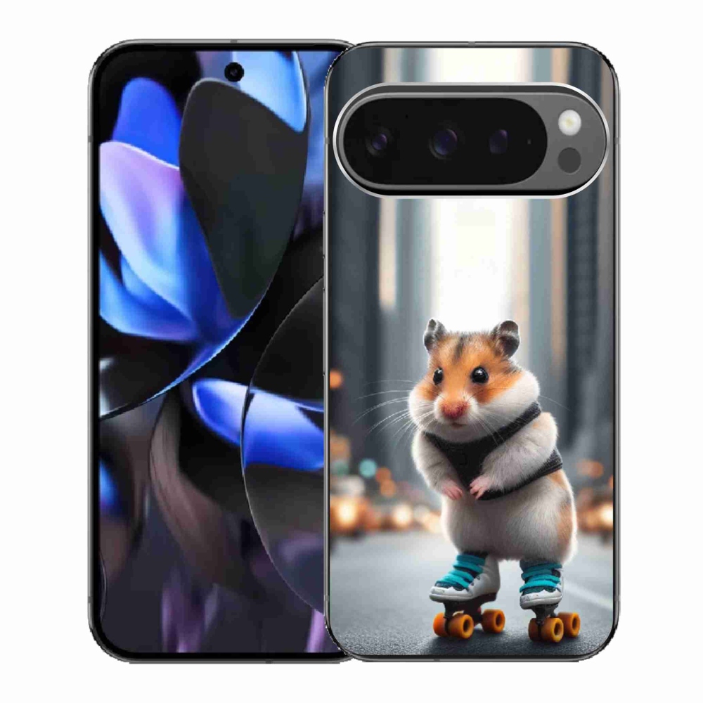 Zselés borítás mmCase a Google Pixel 9 Pro számára - hörcsög a korcsolyán