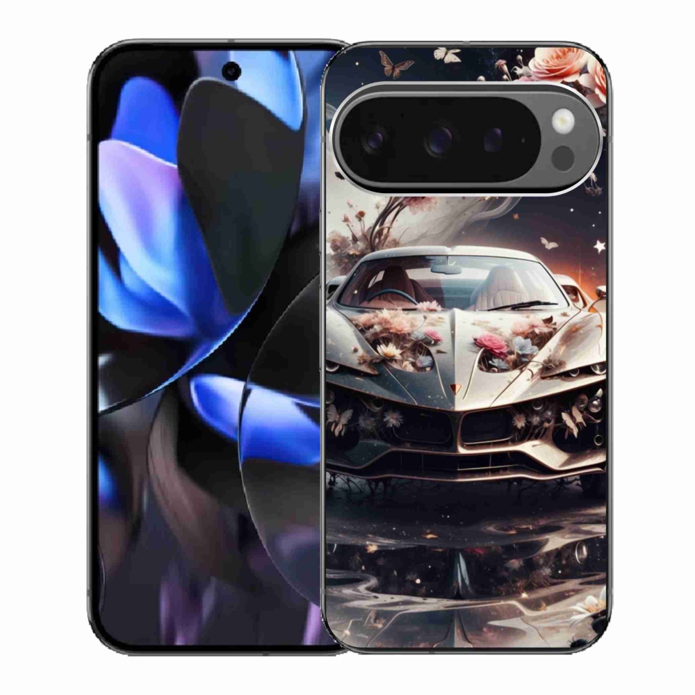 Gél borítás mmCase a Google Pixel 9 Pro számára - virágos sportautó