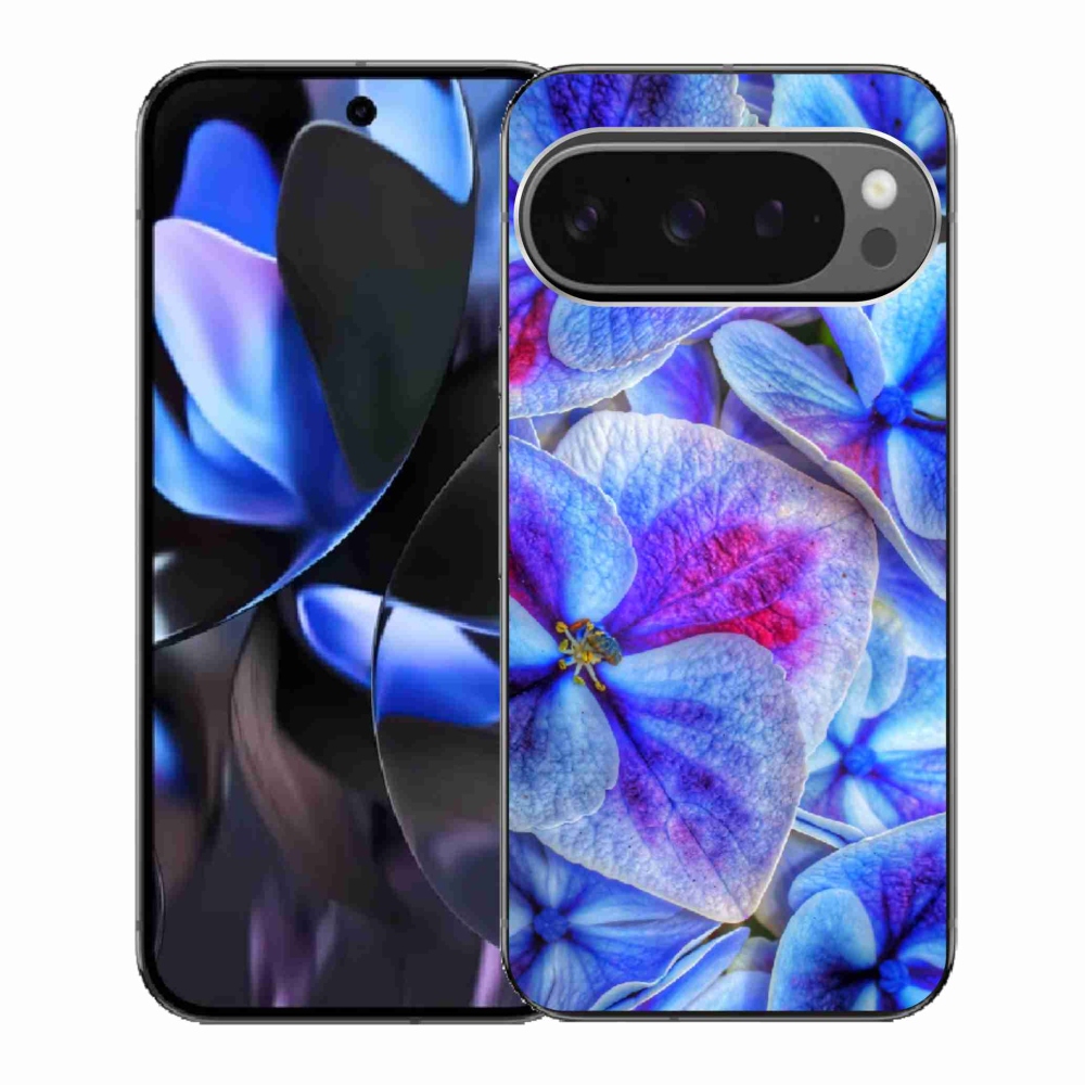 Zselés borítás mmCase a Google Pixel 9 Pro számára - kék virágok 1