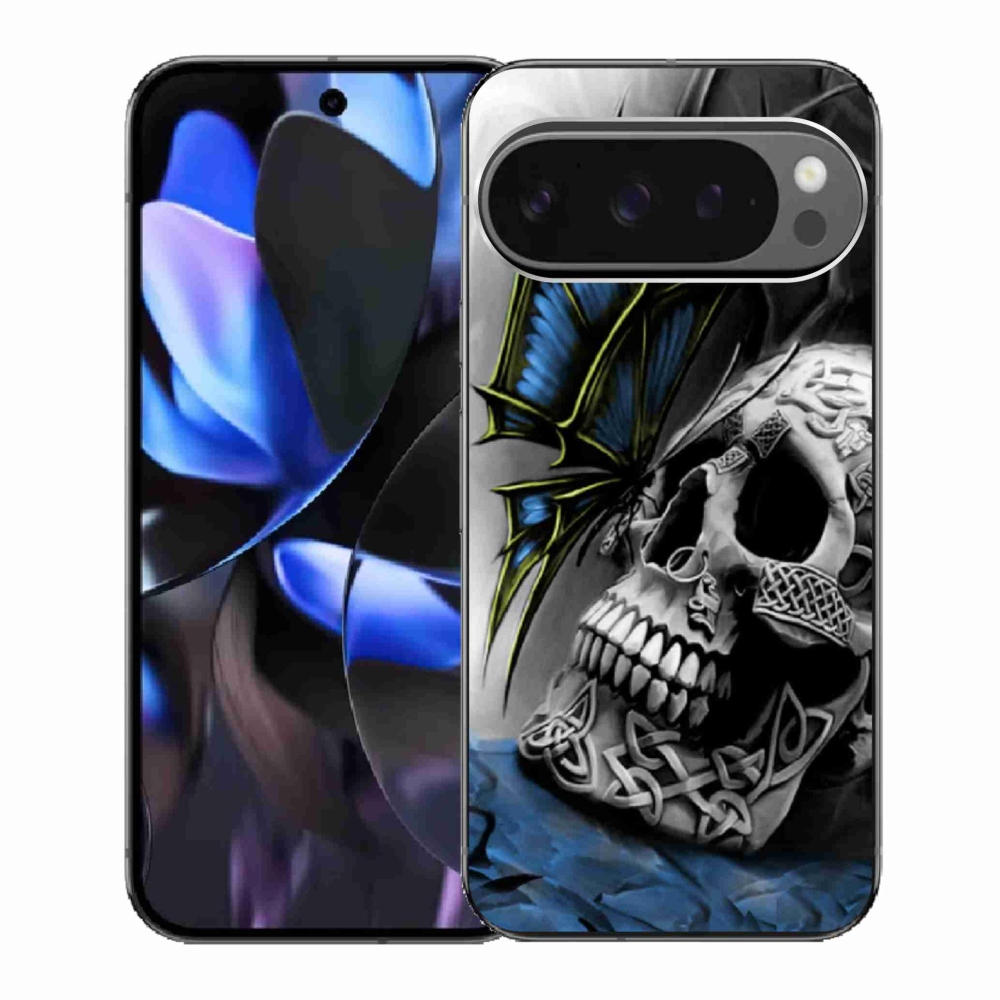Gél borítás mmCase a Google Pixel 9 Pro számára - pillangó és koponya