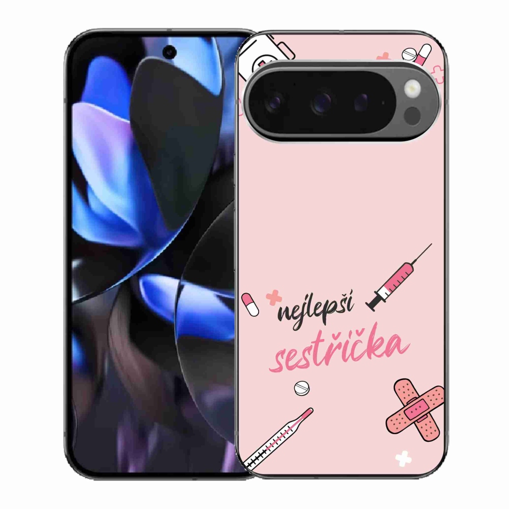 Gél borító mmCase a Google Pixel 9 Pro - legjobb kishúg rózsaszín háttérrel
