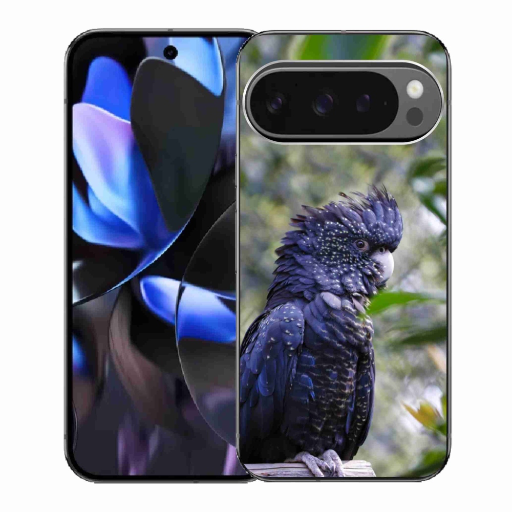 Zselés borítás mmCase a Google Pixel 9 Pro számára - papagáj kakadu fekete