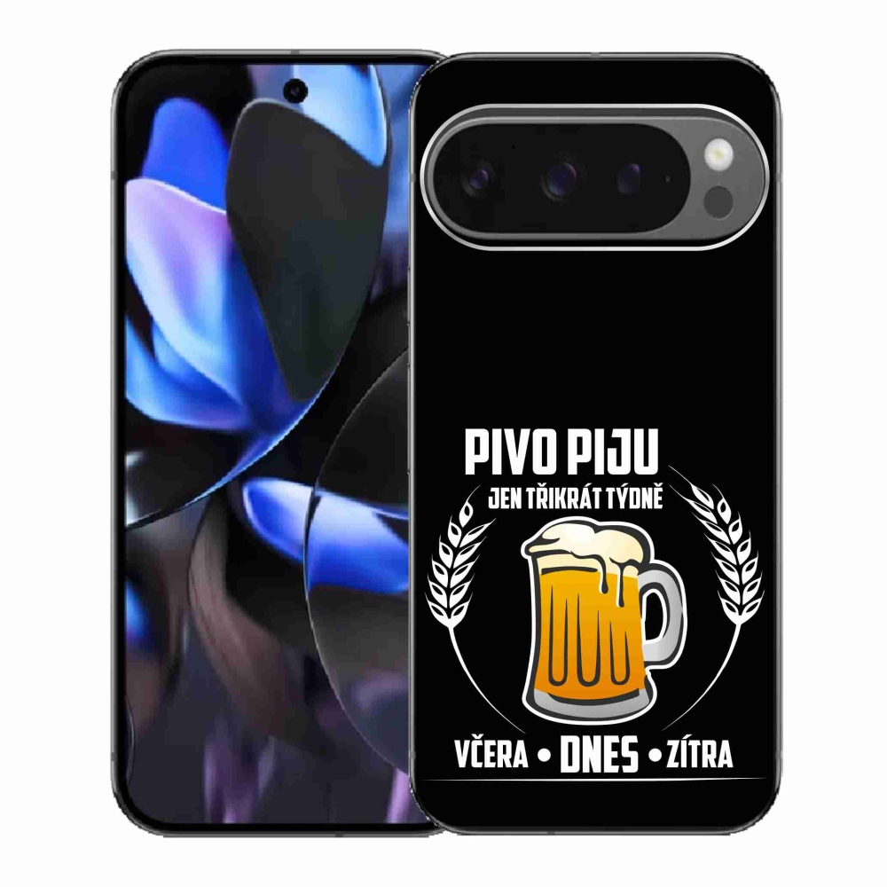 Gél borítás mmCase a Google Pixel 9 Pro számára - sör motívum fekete háttérrel