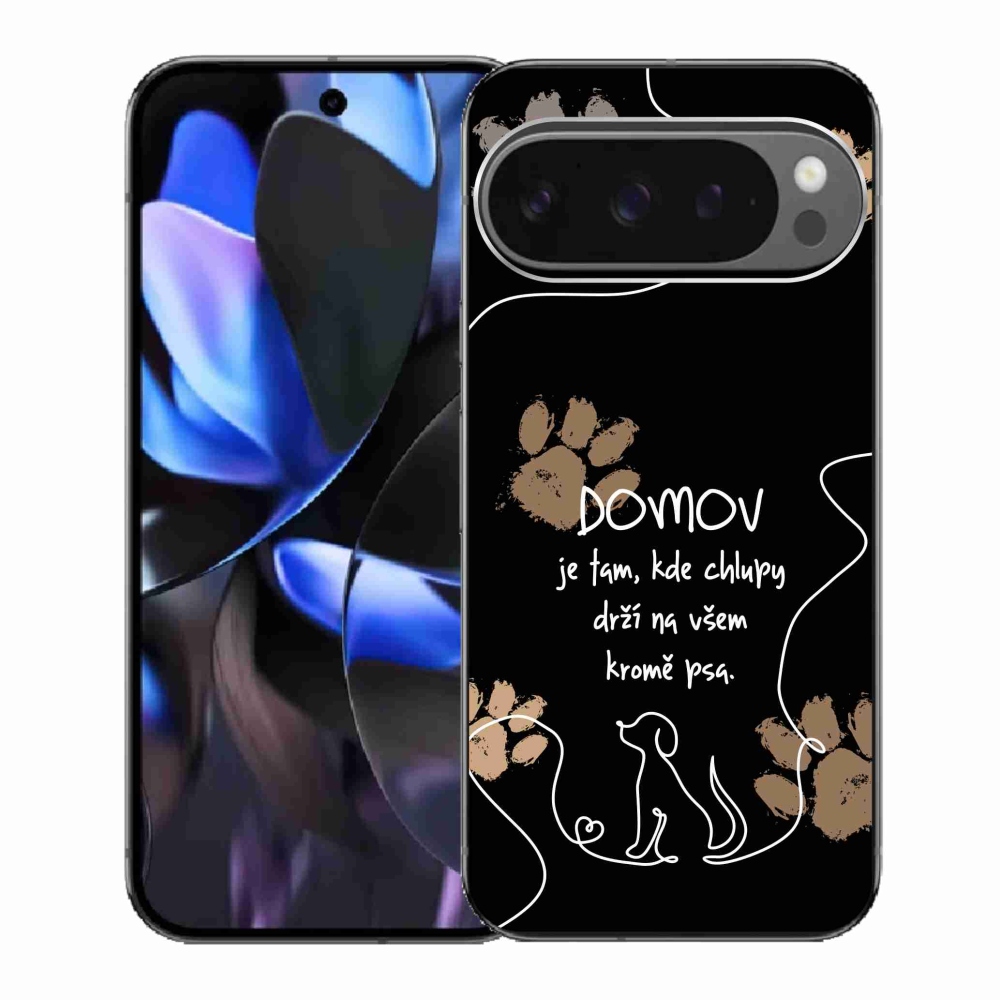 Gél borítás mmCase a Google Pixel 9 Pro számára - kutya motívum fekete háttérrel