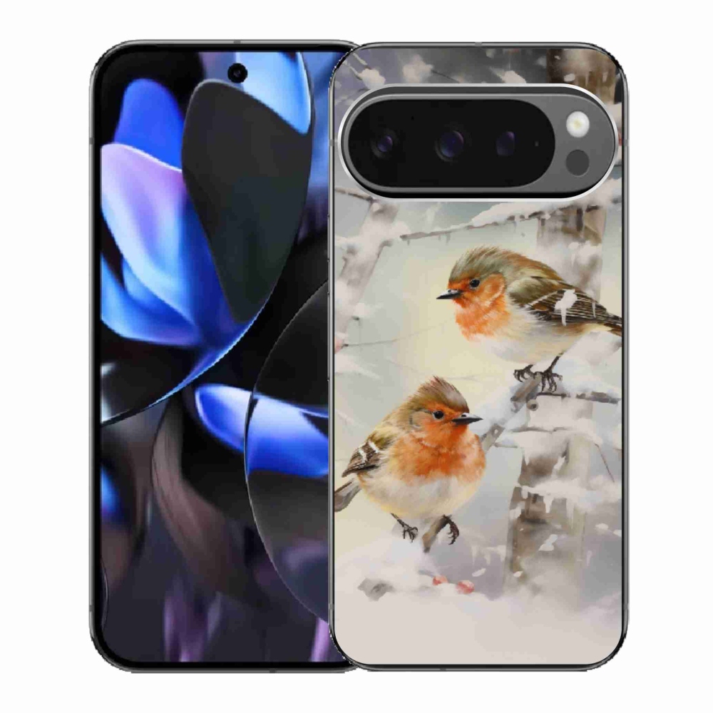 Gél borítás mmCase a Google Pixel 9 Pro számára - madarak télen