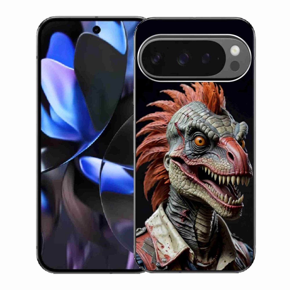 Zselés borítás mmCase a Google Pixel 9 Pro számára - punk dinoszaurusz