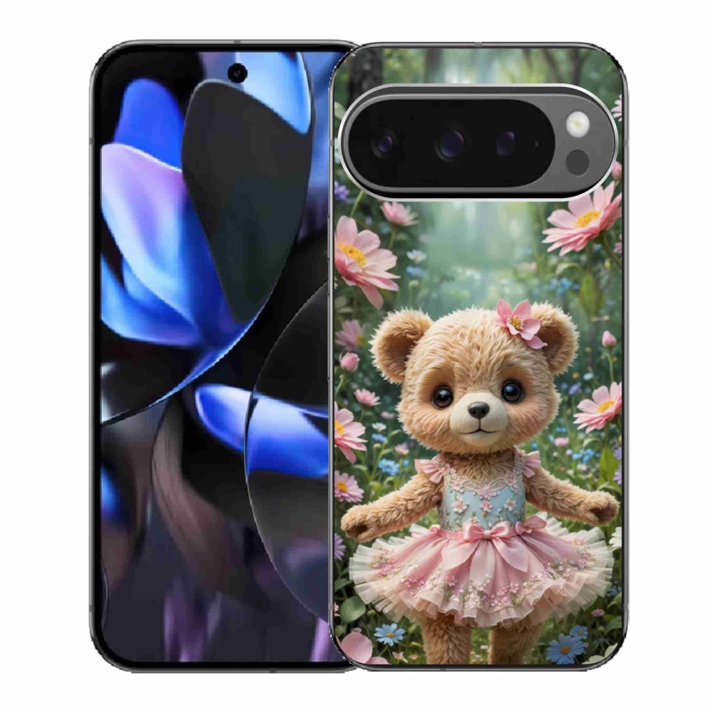 Gél borítás mmCase a Google Pixel 9 Pro számára - aranyos mackó virágokkal