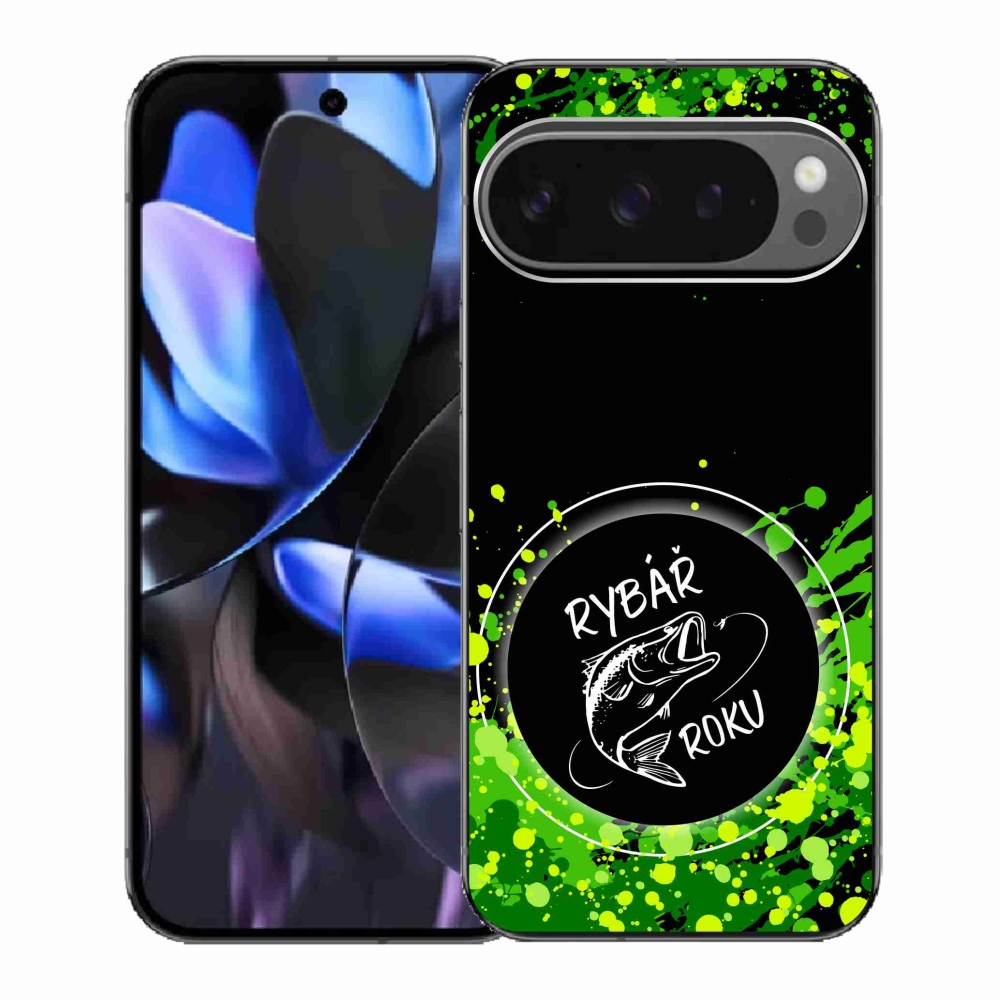 Zselés borítás mmCase a Google Pixel 9 Pro számára - az év horgásza fekete háttérrel