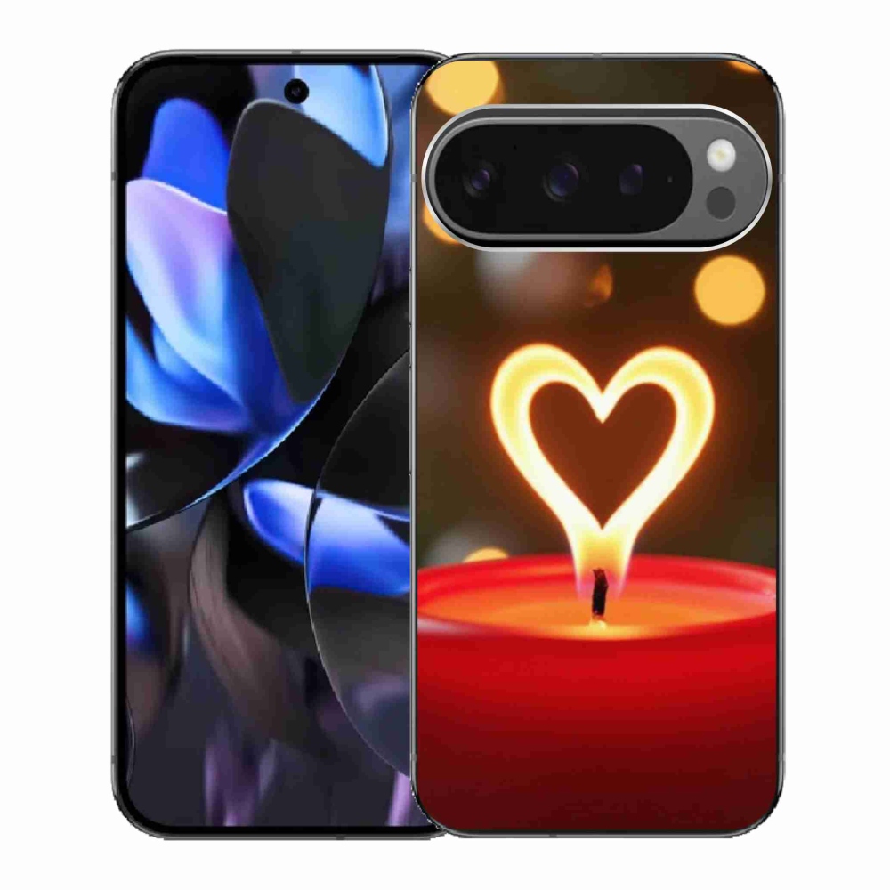 Zselés borítás mmCase a Google Pixel 9 Pro számára - láng szíve