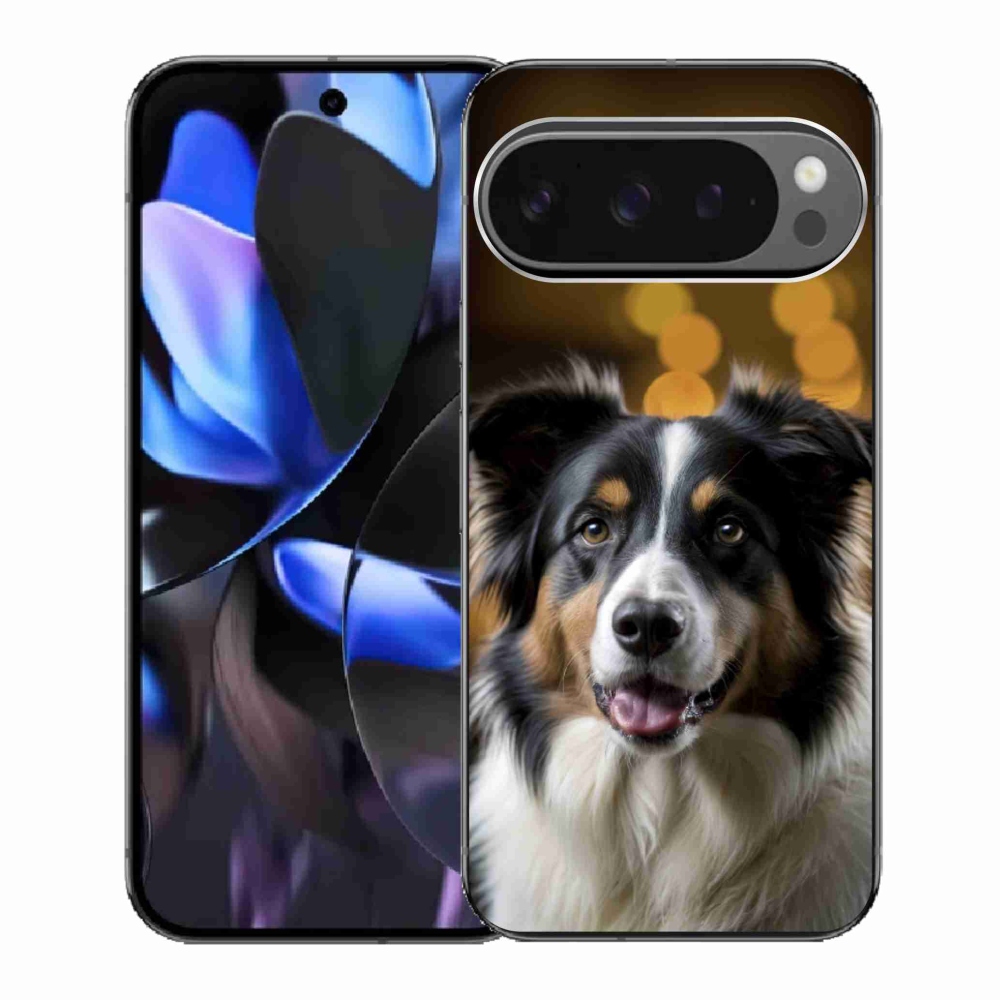 Zselés borítás mmCase a Google Pixel 9 Pro számára - mosolygó ausztrál juhászkutya