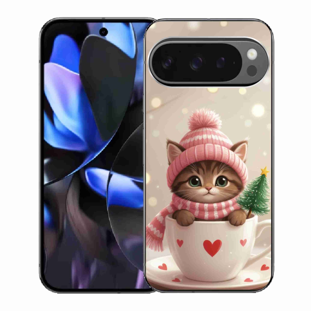 Gél borítás mmCase a Google Pixel 9 Pro számára - Karácsonyi cica egy csészében