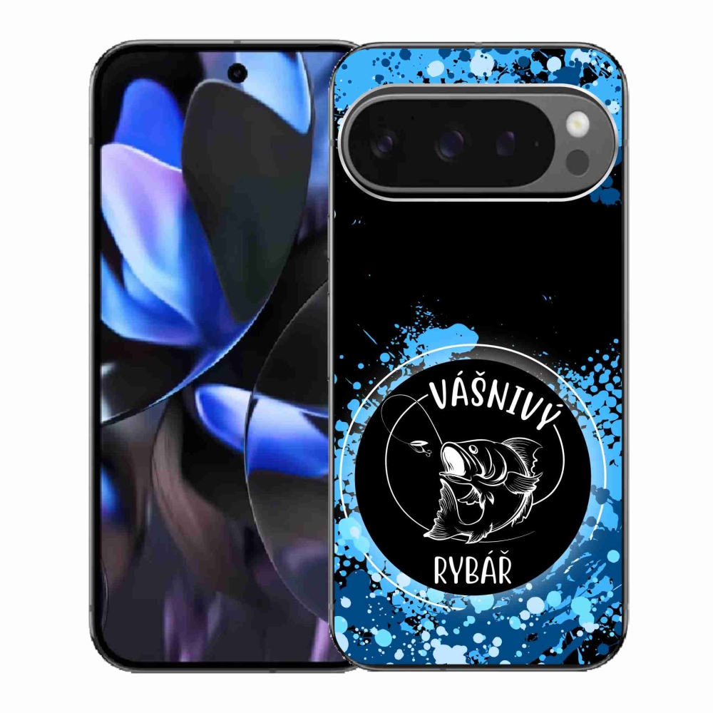 Gél borítás mmCase a Google Pixel 9 Pro számára - szenvedélyes halász fekete háttérrel