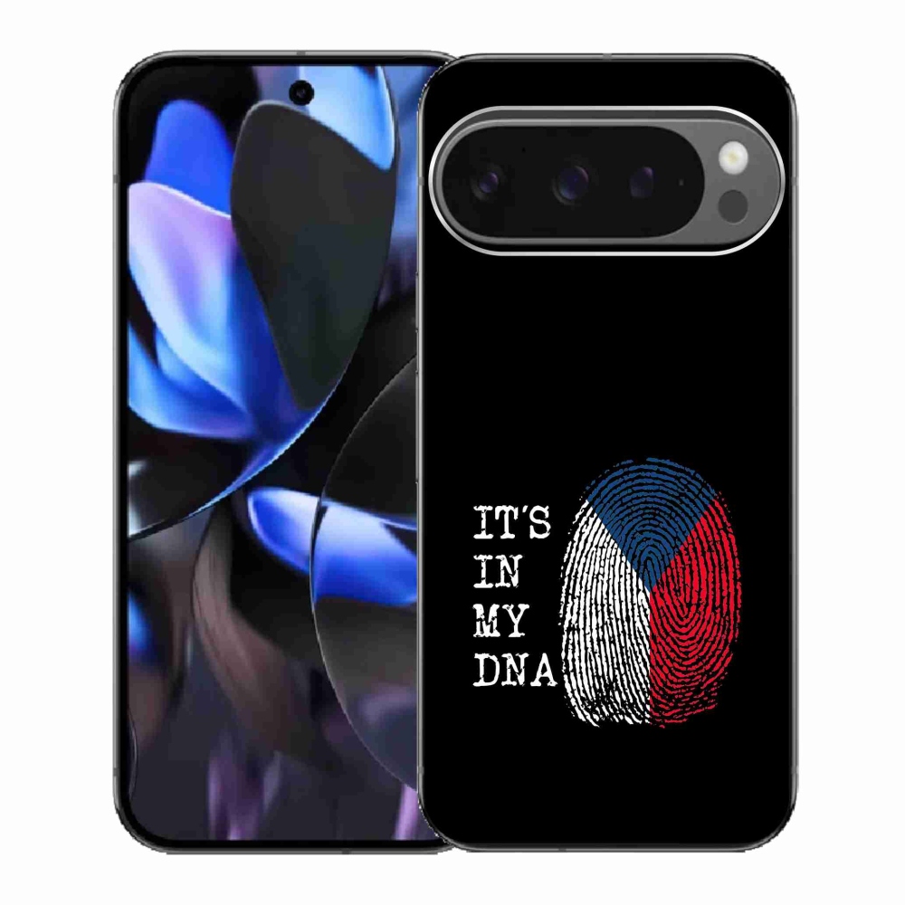 Zselés borítás mmCase a Google Pixel 9 Pro számára - zászlós ujjlenyomat fekete háttérrel