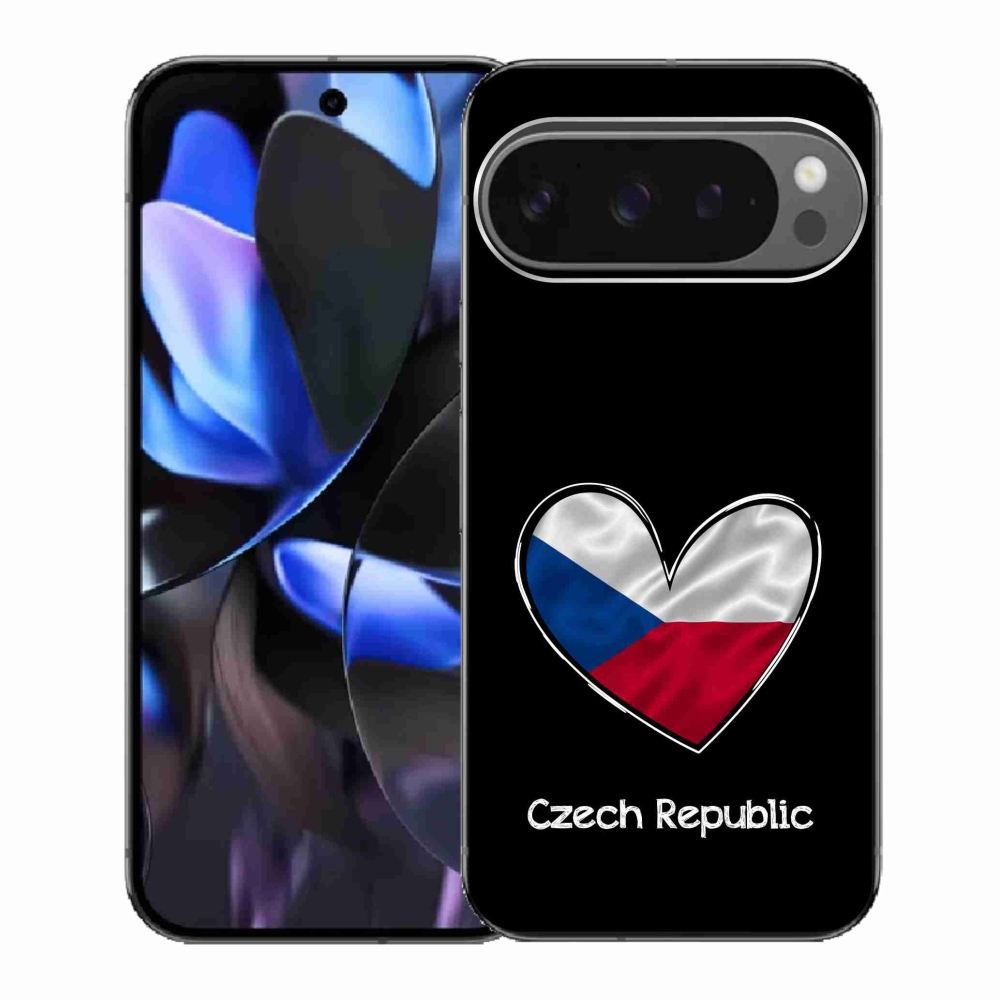 Gél borítás mmCase a Google Pixel 9 Pro számára - zászlós szív fekete háttérrel