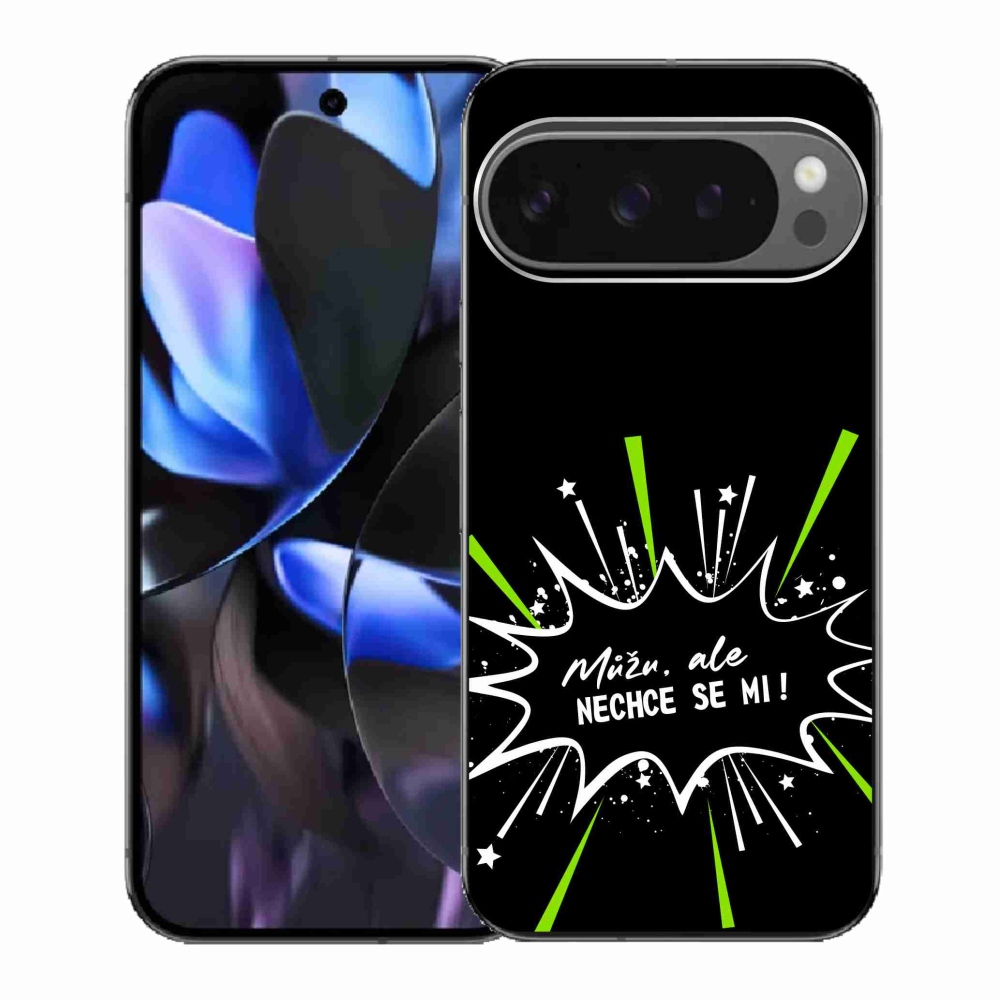 Gél borítás mmCase a Google Pixel 9 Pro számára - vicces szöveg 11 fekete háttér