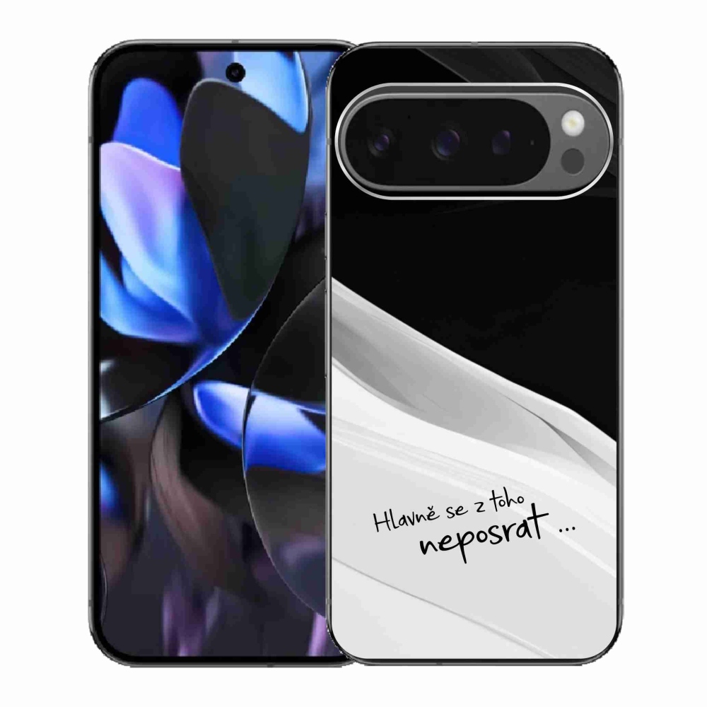 Gél borító mmCase a Google Pixel 9 Pro számára - vicces szöveg 13 fehér és fekete háttérrel
