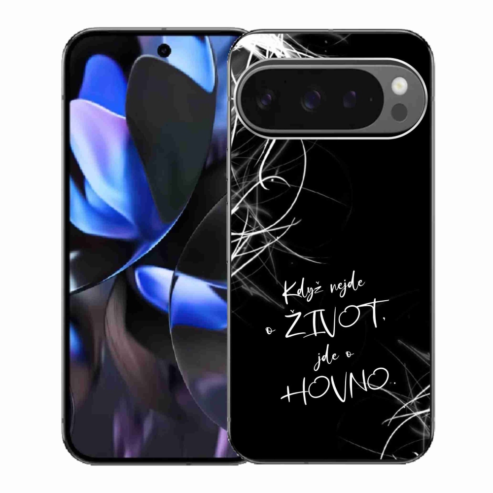 Gél borítás mmCase a Google Pixel 9 Pro számára - vicces szöveg 16 fekete háttér