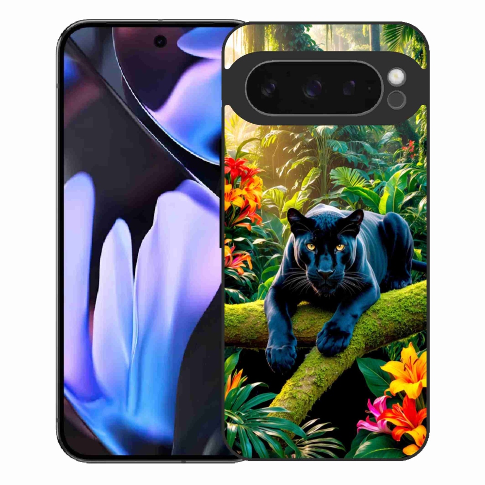 Gél borítás mmCase a Google Pixel 9 Pro XL számára - fekete párduc a dzsungelben