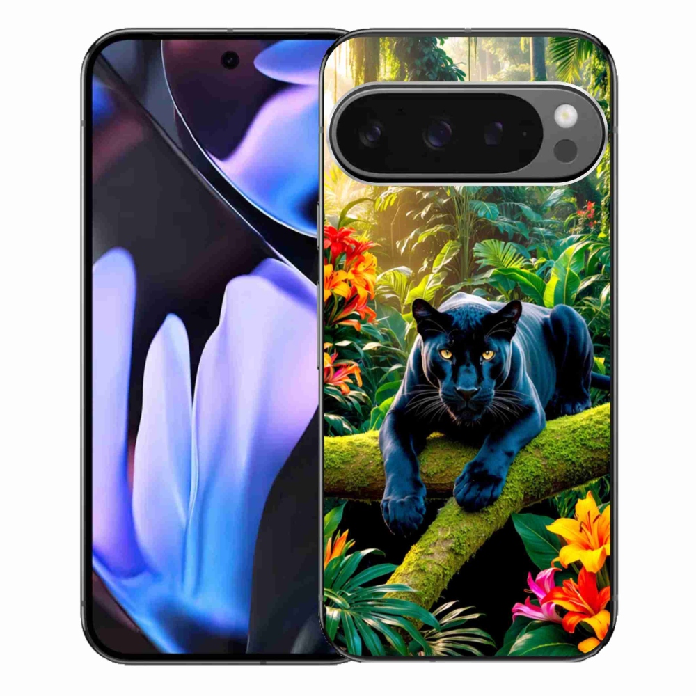 Gél borítás mmCase a Google Pixel 9 Pro XL számára - fekete párduc a dzsungelben