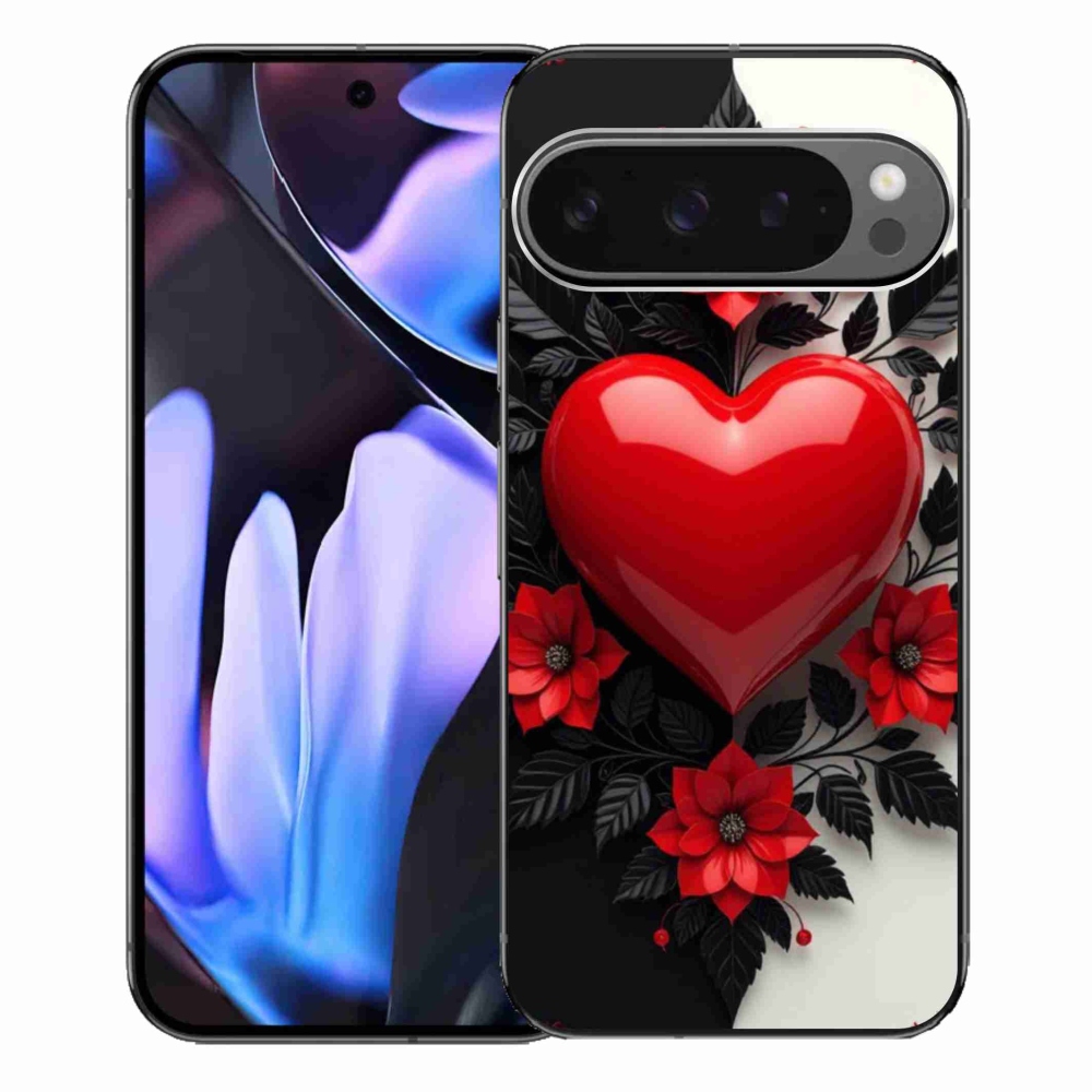 Zselés borítás mmCase a Google Pixel 9 Pro XL-hez - piros szívecske