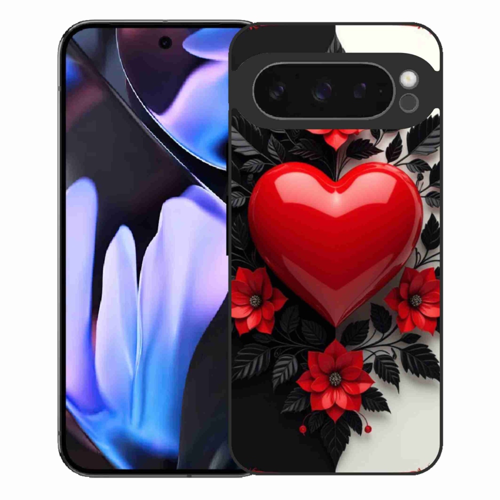Zselés borítás mmCase a Google Pixel 9 Pro XL-hez - piros szívecske