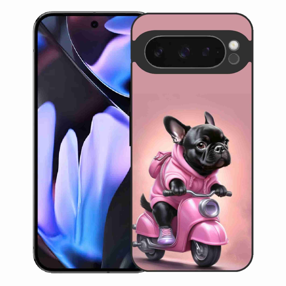 Gél borítás mmCase a Google Pixel 9 Pro XL-hez - francia bulldog egy robogón