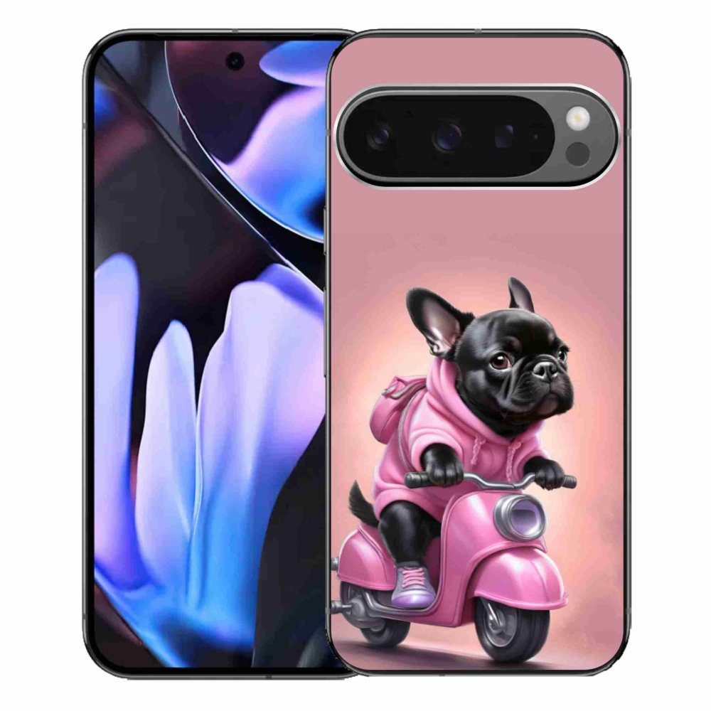 Gél borítás mmCase a Google Pixel 9 Pro XL-hez - francia bulldog egy robogón