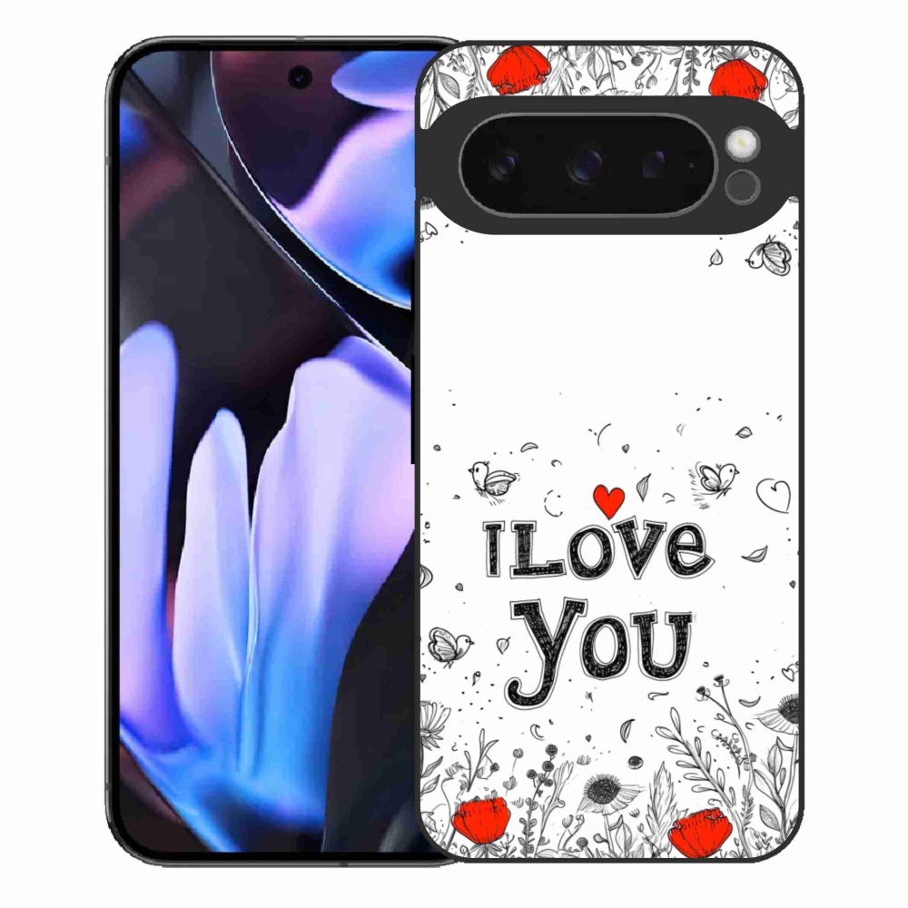 Gél borítás mmCase a Google Pixel 9 Pro XL-hez - I love you fehér háttérrel