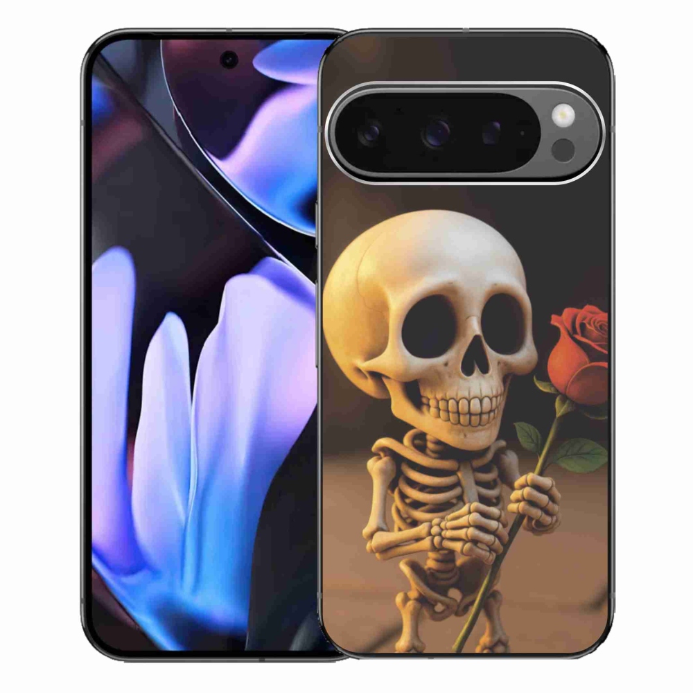 Zselés borítás mmCase a Google Pixel 9 Pro XL számára - csontváz rózsával