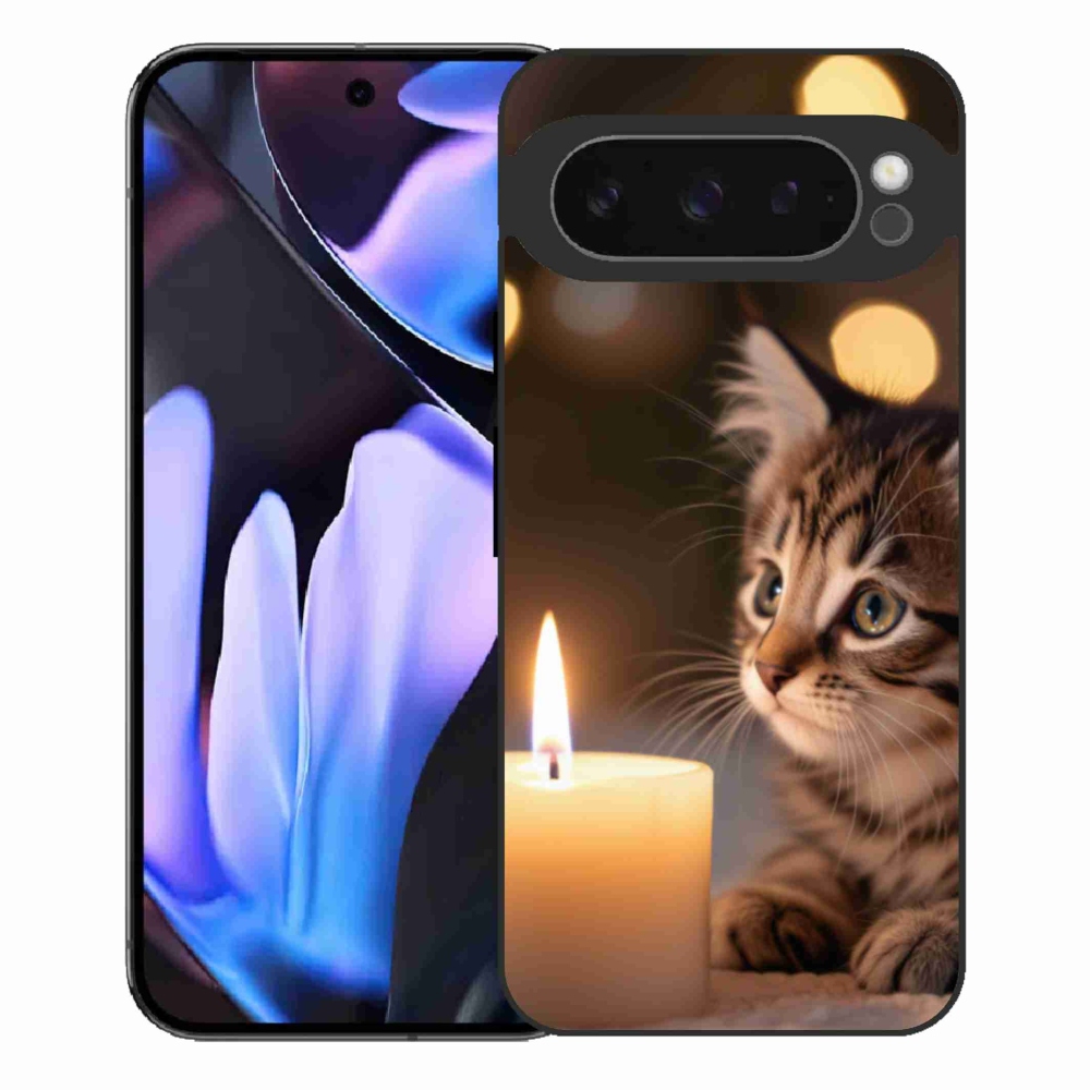 Gél borítás mmCase a Google Pixel 9 Pro XL számára - cica és gyertya