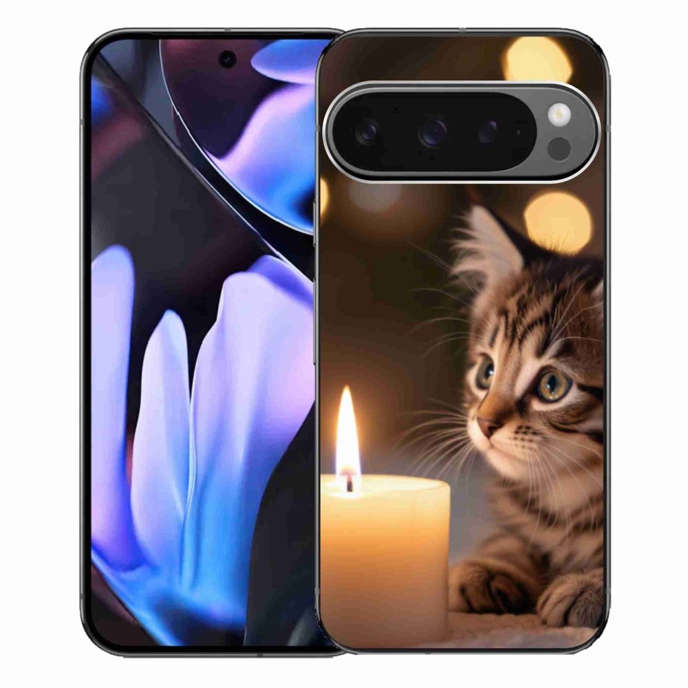 Gél borítás mmCase a Google Pixel 9 Pro XL számára - cica és gyertya