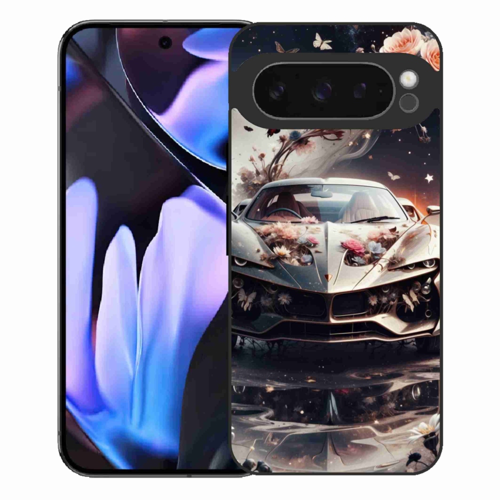 Zselés borítás mmCase a Google Pixel 9 Pro XL-hez - virágos sportkocsi