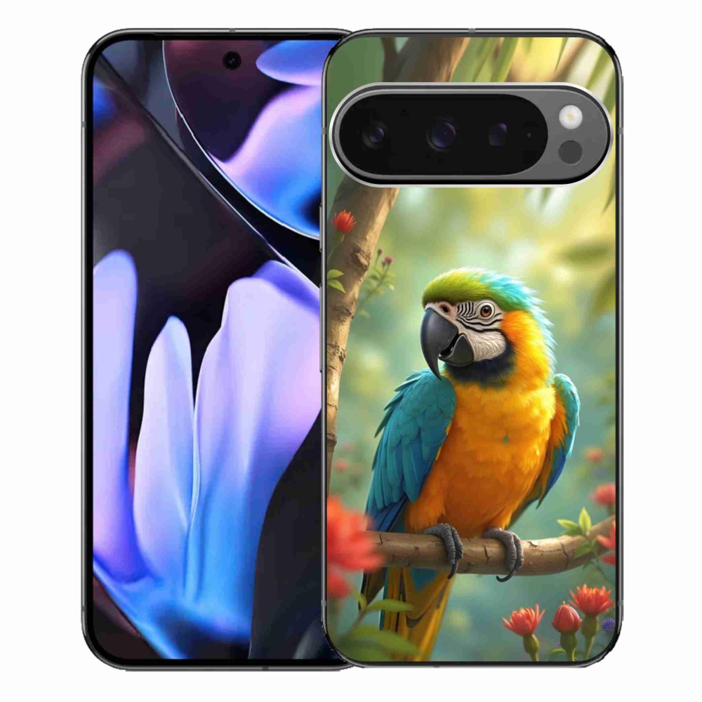 mmCase gél tok a Google Pixel 9 Pro XL-hez – kék-sárga ara papagáj