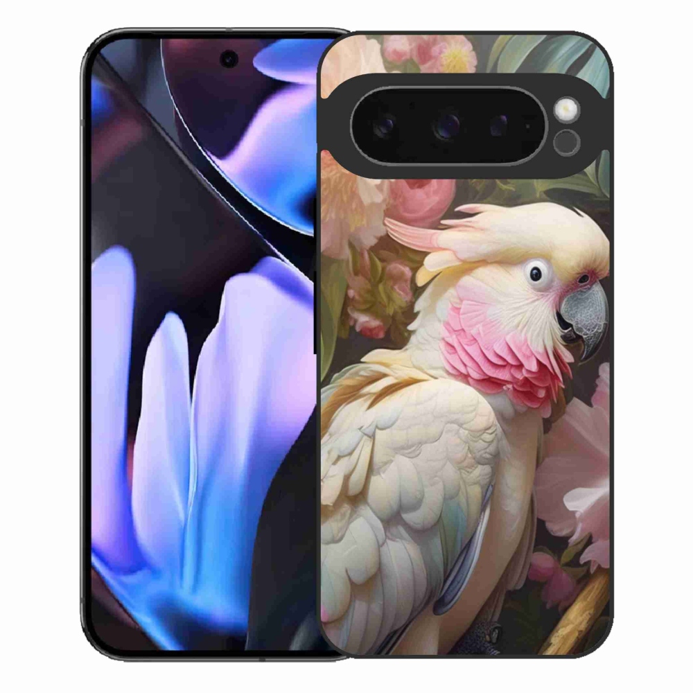 Gél borítás mmCase a Google Pixel 9 Pro XL-hez - papagáj kakadu rózsaszín 2