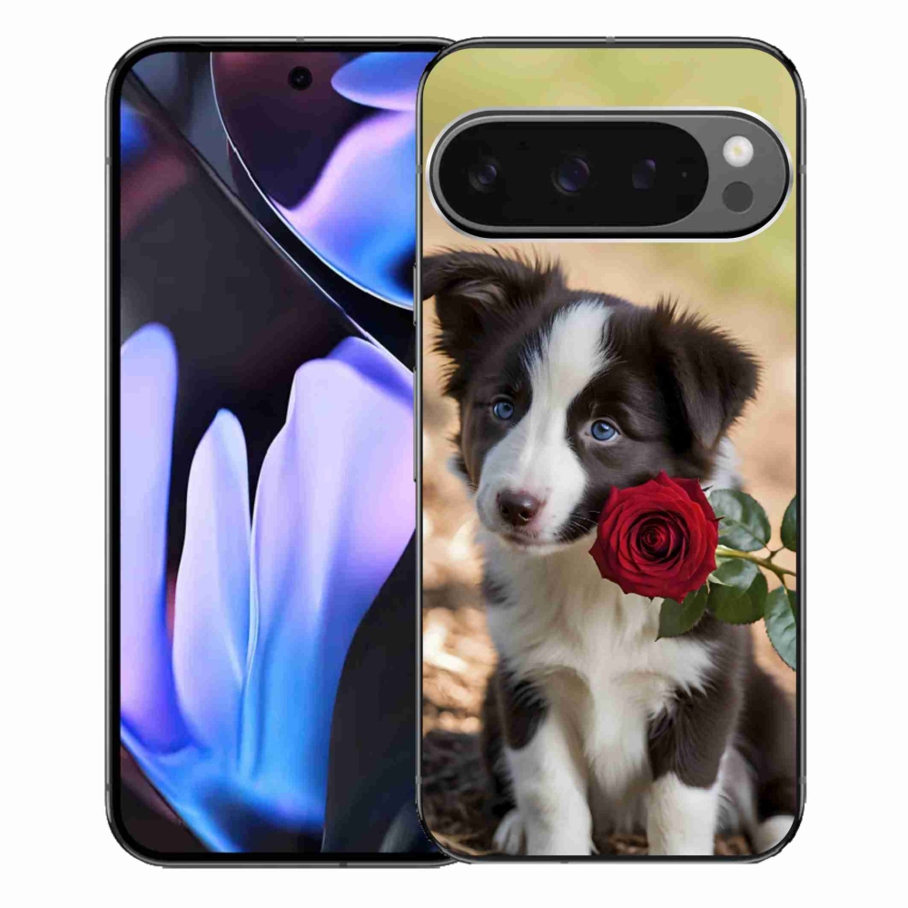 mmCase gél tok a Google Pixel 9 Pro XL-hez – aranyos border collie rózsával